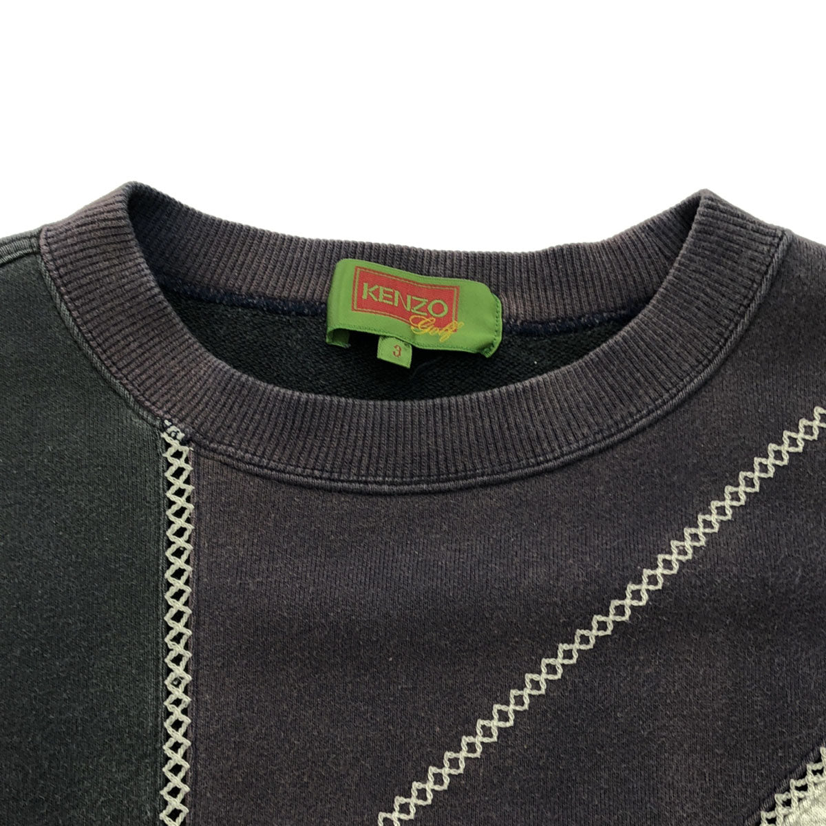 KENZO GOLF ケンゾーゴルフ 90s 日本製 オールド ロゴ刺繍 長袖 透かし編み スウェット 3 メンズ