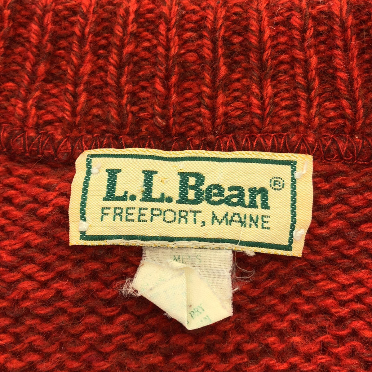 L.L.Bean エルエルビーン 80s ウールブレンド ヴィンテージ 長袖 クルーネック ニット L レッド セーター メンズ