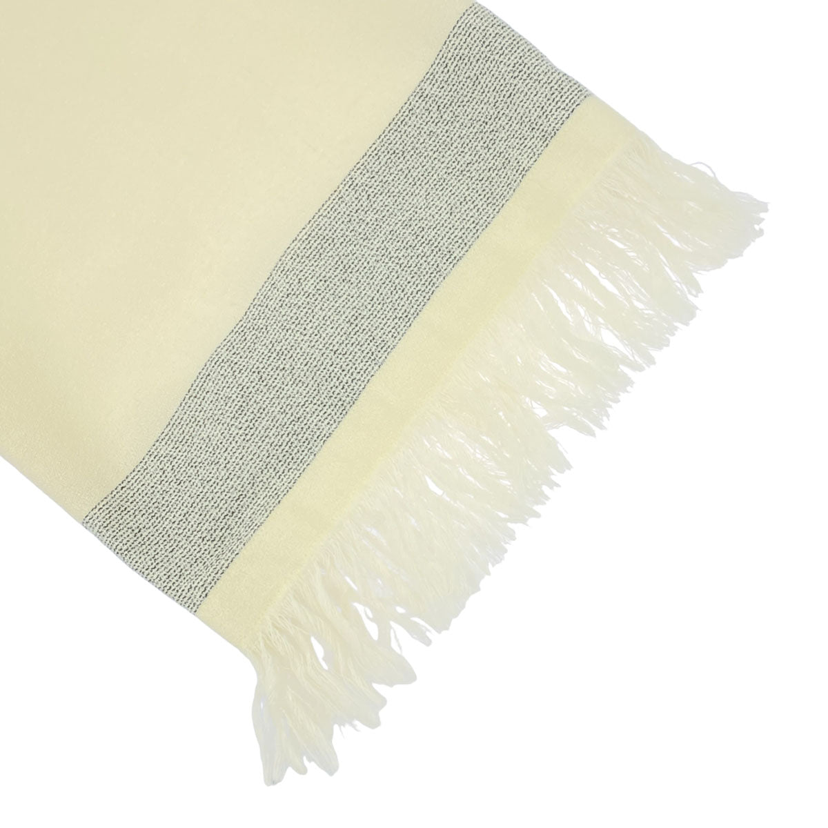 BLAMINK ブラミンク 日本製 ウールブレンド ロゴ刺? 7分袖 フリンジ使い チュニック 36 ホワイト系 レディース