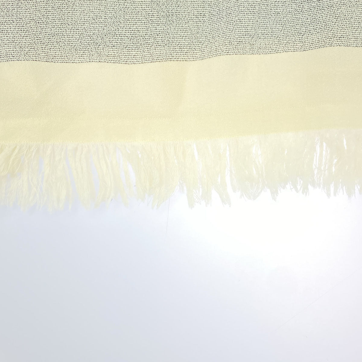 BLAMINK ブラミンク 日本製 ウールブレンド ロゴ刺? 7分袖 フリンジ使い チュニック 36 ホワイト系 レディース