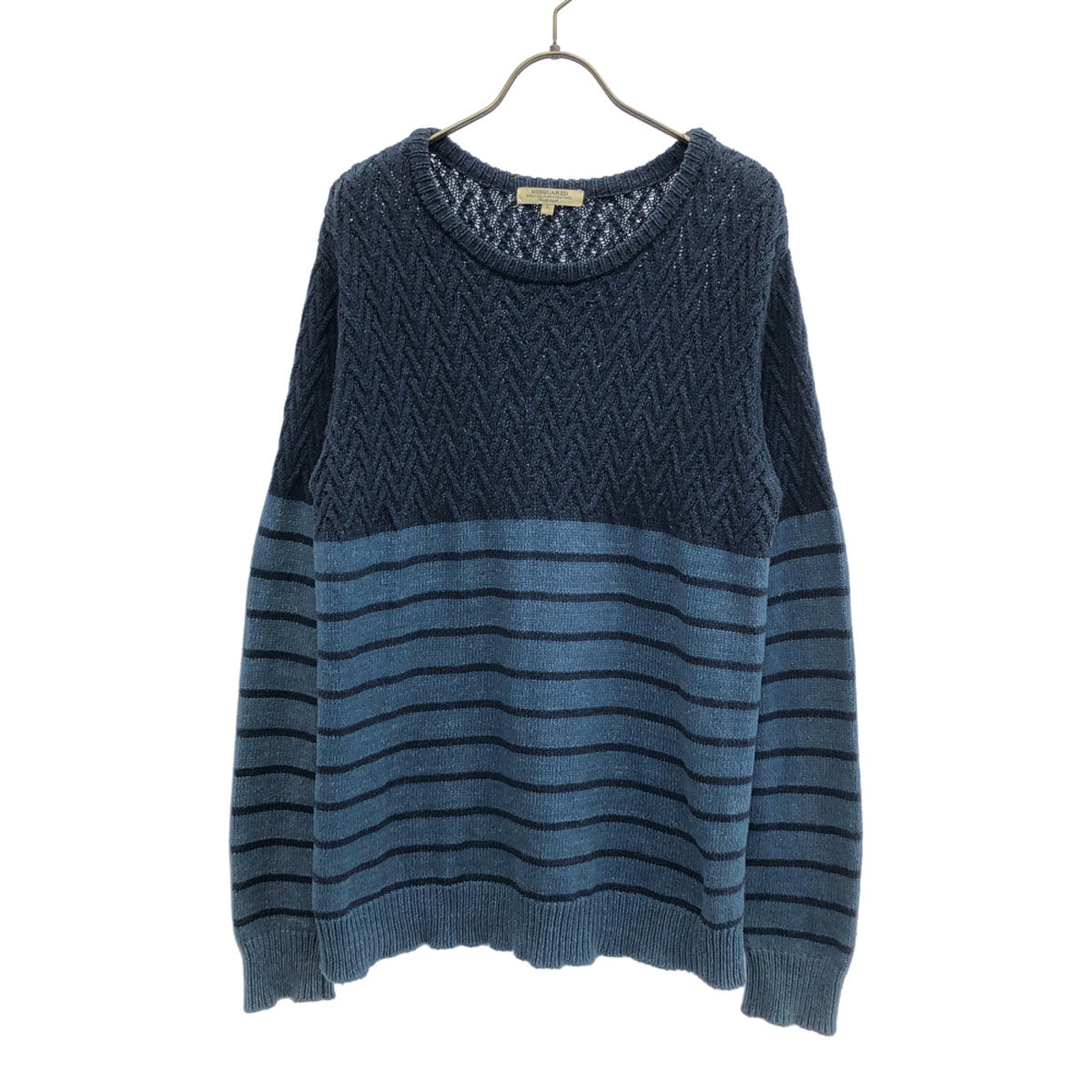 M2SQUARED エムツースクエアード ボーダー柄 長袖 ニット L ネイビー系 セーター レディース