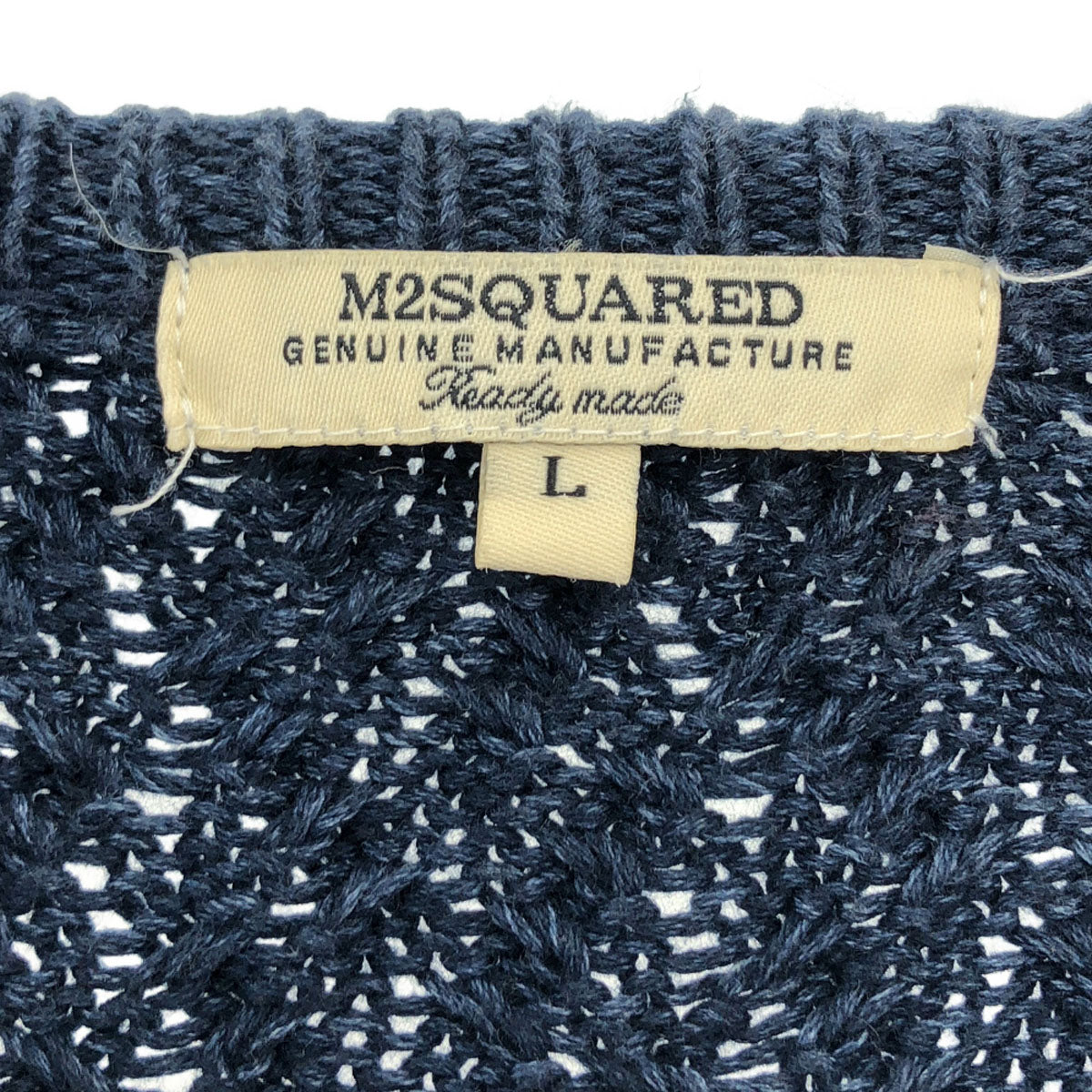 M2SQUARED エムツースクエアード ボーダー柄 長袖 ニット L ネイビー系 セーター レディース