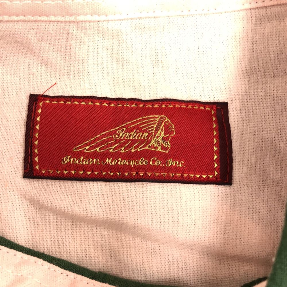 Indian インディアン リネンブレンド 長袖 ウエスタンシャツ L カーキ メンズ