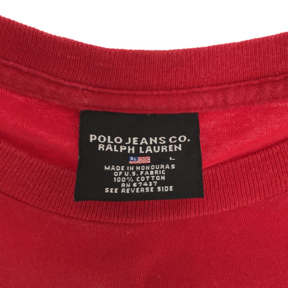 ポロジーンズ 長袖 Tシャツ L レッド POLO JEANS ロンT メンズ