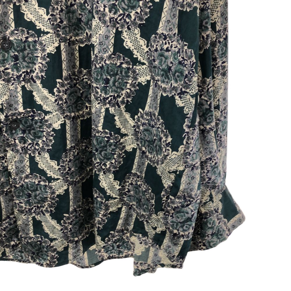 TIMLESS タイムレス 総柄 長袖 ナイロン シャツ M グリーン系 メンズ