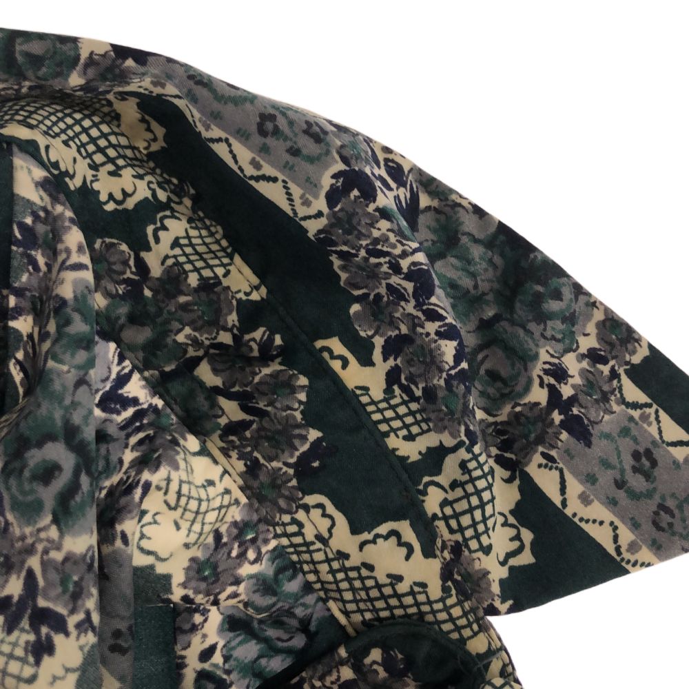 TIMLESS タイムレス 総柄 長袖 ナイロン シャツ M グリーン系 メンズ