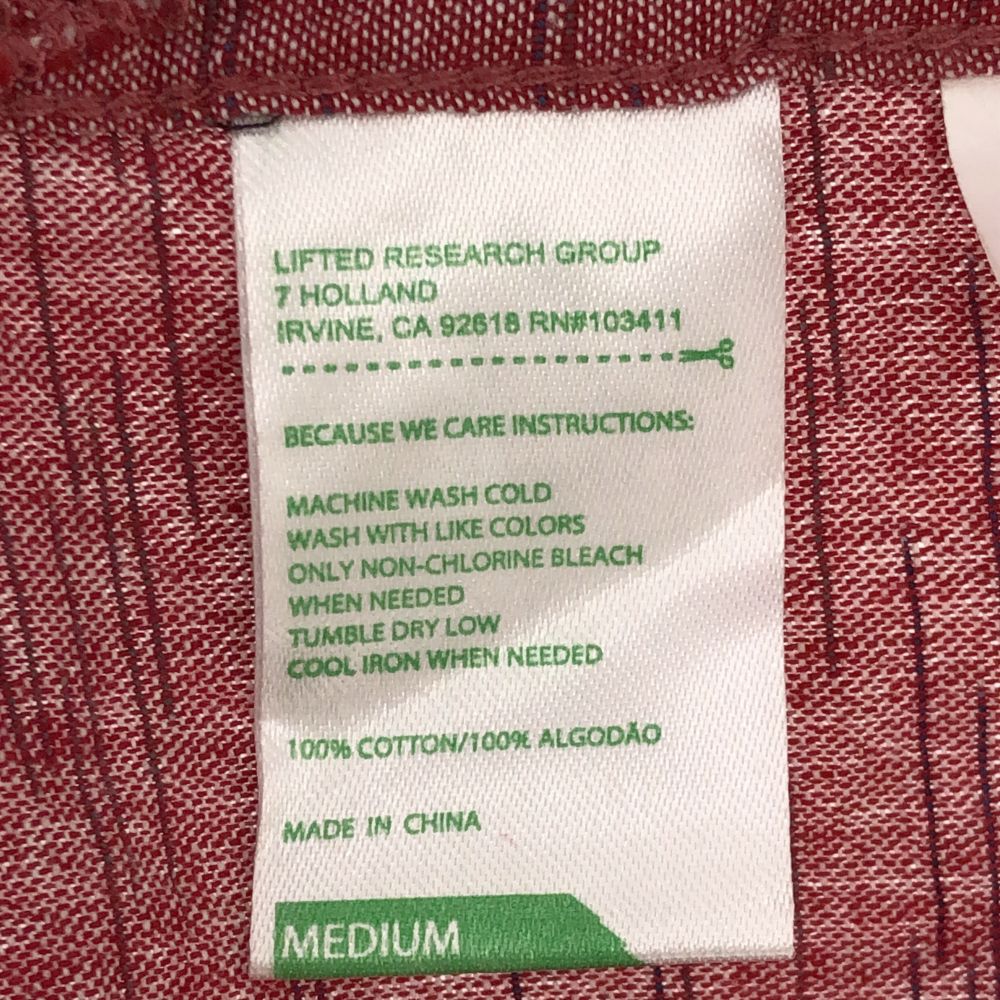 エルアールジー 長袖 シャツ M レッド LRG メンズ