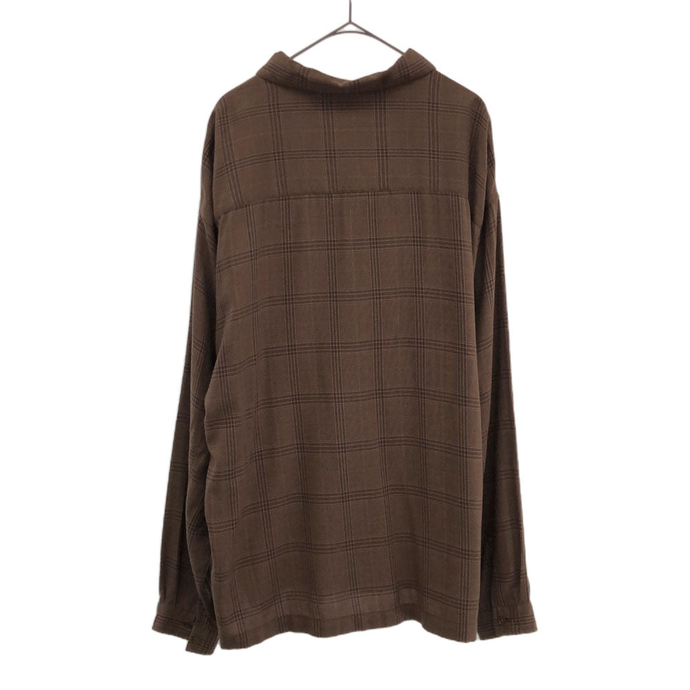 LIDNM リドム チェック柄 長袖 ハーフジップ シャツ L ブラウン系 メンズ