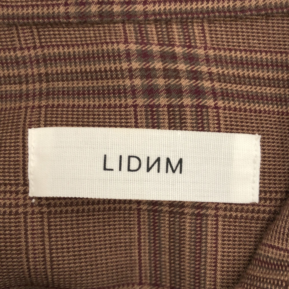 LIDNM リドム チェック柄 長袖 ハーフジップ シャツ L ブラウン系 メンズ