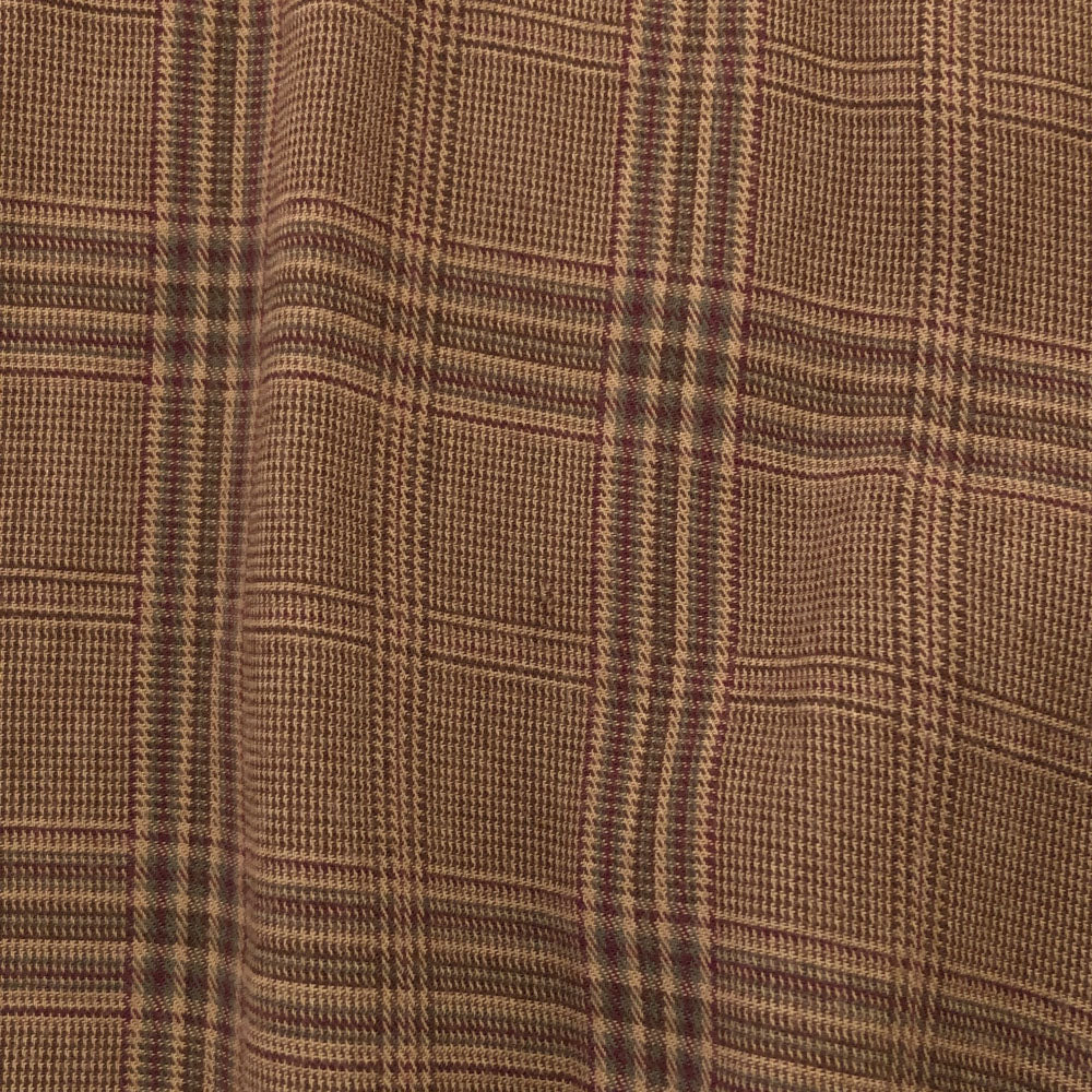 LIDNM リドム チェック柄 長袖 ハーフジップ シャツ L ブラウン系 メンズ