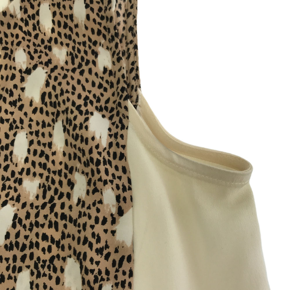 Sea New York シー ニューヨーク シルク USA製 豹柄 プリント ノースリーブ カットソー 2 ホワイト×ベージュ レディース