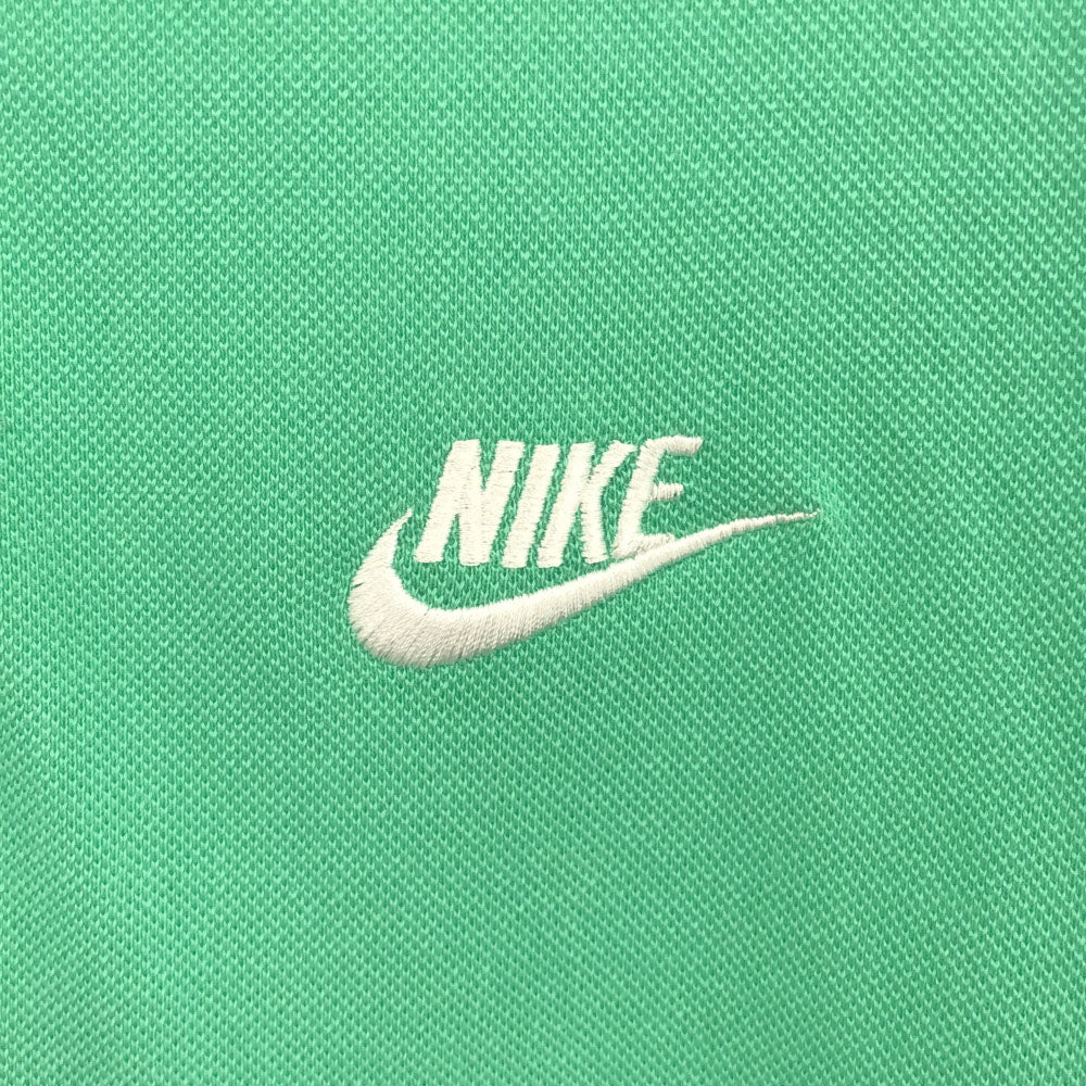 ナイキ ロゴ刺繍 半袖 ポロシャツ L グリーン系 NIKE 鹿の子地 メンズ