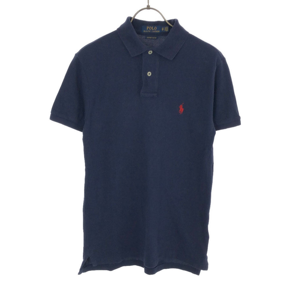 ポロラルフローレン ロゴ刺繍 半袖 ポロシャツ XS ネイビー POLO RALPH LAUREN 鹿の子地 メンズ