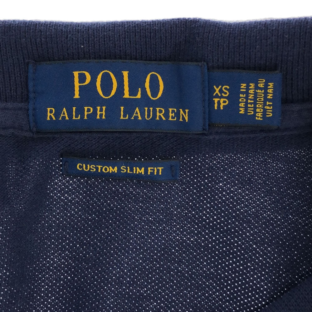 ポロラルフローレン ロゴ刺繍 半袖 ポロシャツ XS ネイビー POLO RALPH LAUREN 鹿の子地 メンズ