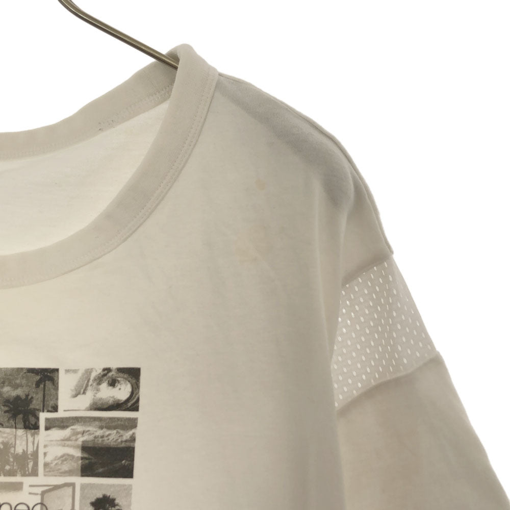 アディダス ネオ プリント 半袖 フォト Tシャツ L ホワイト adidas NEO メッシュ レディース