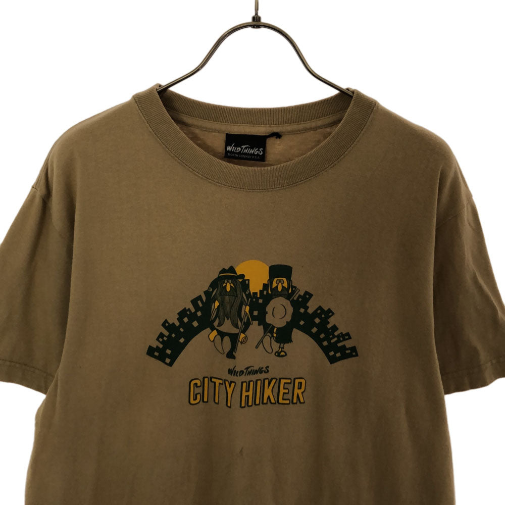 ワイルドシングス プリント 半袖 Tシャツ M カーキ WILDTHINGS メンズ