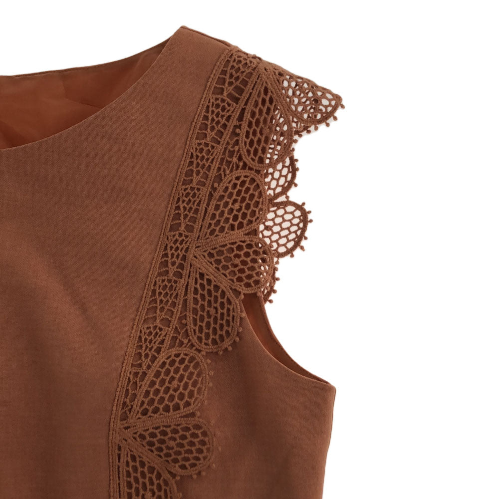 未使用 ANAYI アナイ ノースリーブ ワンピース 38 ブラウン系 タグ付き バックジップ レディース