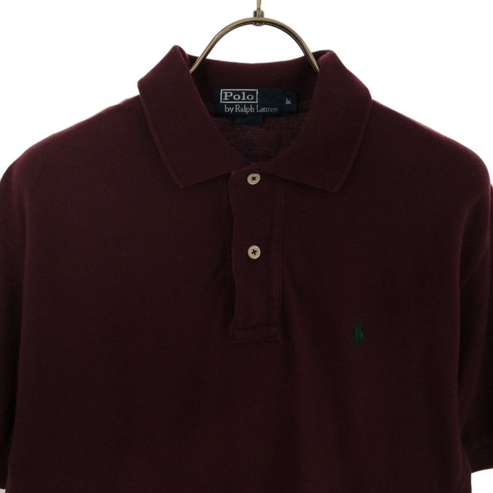 ポロバイラルフローレン 半袖 ポロシャツ M ボルドー Polo by Ralph Lauren 鹿の子地 メンズ