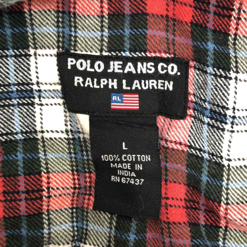 ポロジーンズカンパニー 半袖 チェックシャツ L レッド系 POLO JEANS COMPANY RALPH LAUREN メンズ