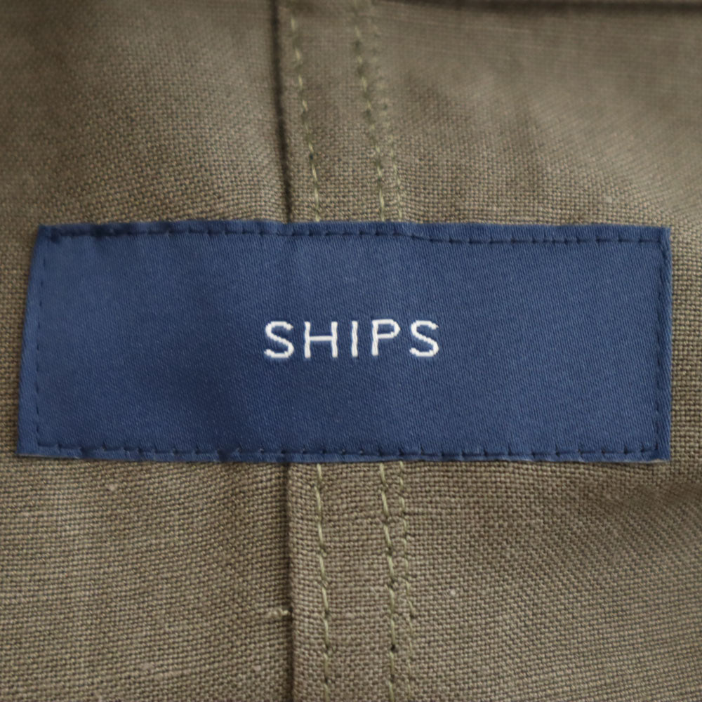 未使用 シップス 半袖 ノーカラージャケット ONE SIZE カーキ SHIPS タグ付き レディース