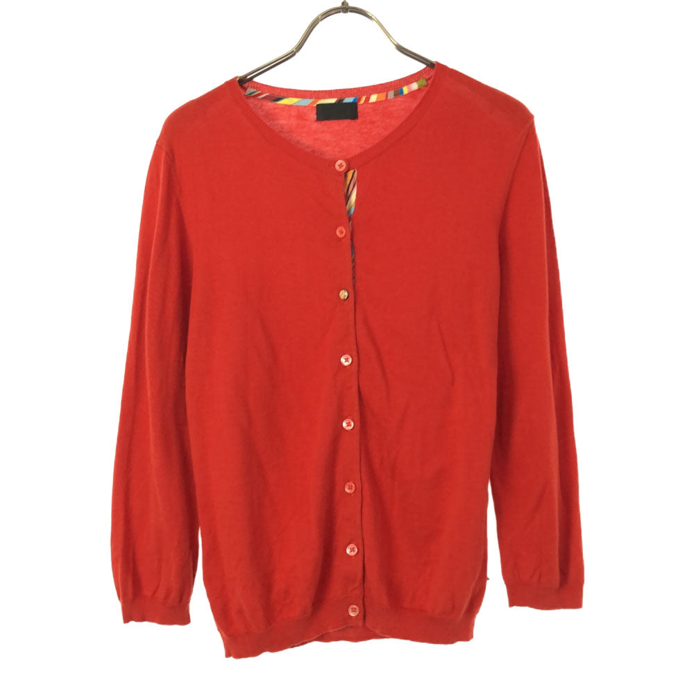 Paul Smith BLACK ポールスミス ブラック 長袖 コットン ニットカーディガン M レッド レディース