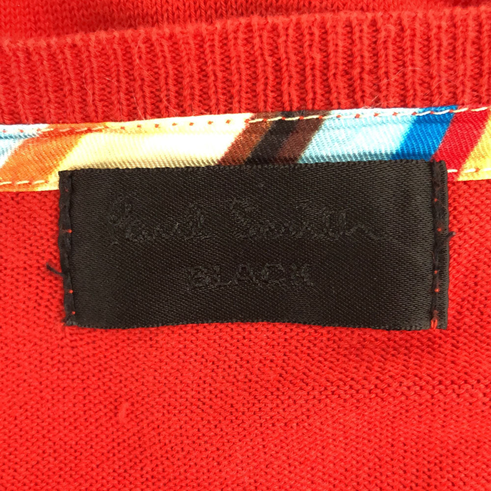 Paul Smith BLACK ポールスミス ブラック 長袖 コットン ニットカーディガン M レッド レディース
