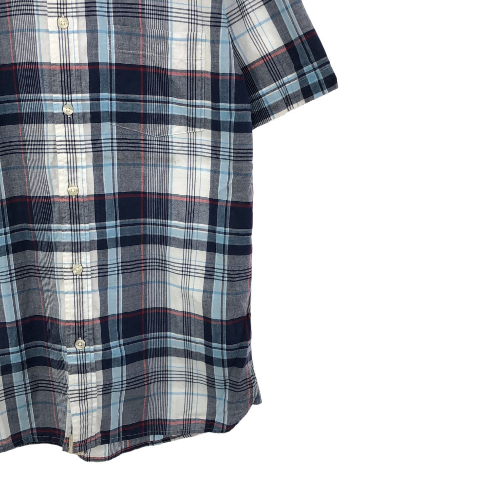 ブルックスブラザーズ チェック柄 半袖 ボタンダウンシャツ S ブルー系 Brooks Brothers メンズ