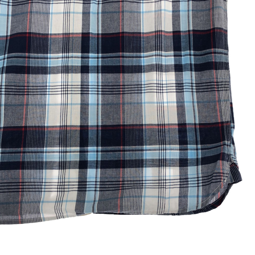 ブルックスブラザーズ チェック柄 半袖 ボタンダウンシャツ S ブルー系 Brooks Brothers メンズ