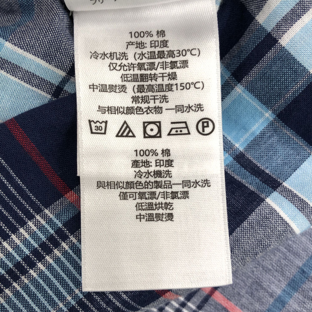 ブルックスブラザーズ チェック柄 半袖 ボタンダウンシャツ S ブルー系 Brooks Brothers メンズ