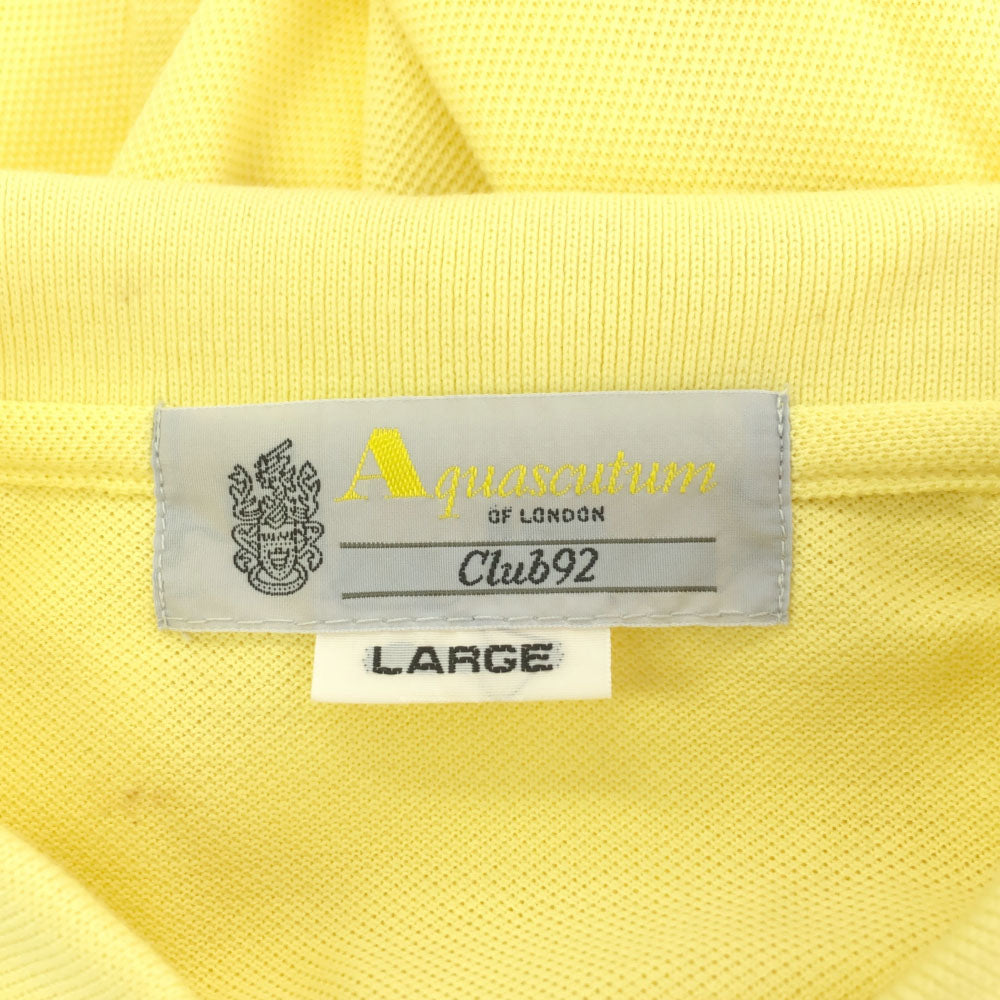 アクアスキュータム 未使用 日本製 半袖 ポロシャツ LARGE イエロー Aquascutum 鹿の子 タグ付 メンズ