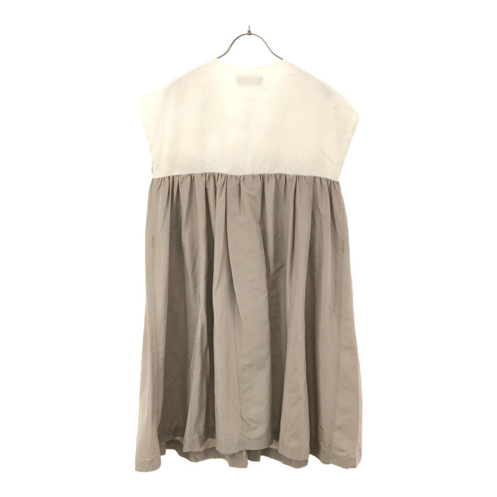 stefania carrera ステファニアカレラ イタリア製 半袖 フレンチスリーブ ワンピース 40 ホワイト×グレージュ レディース