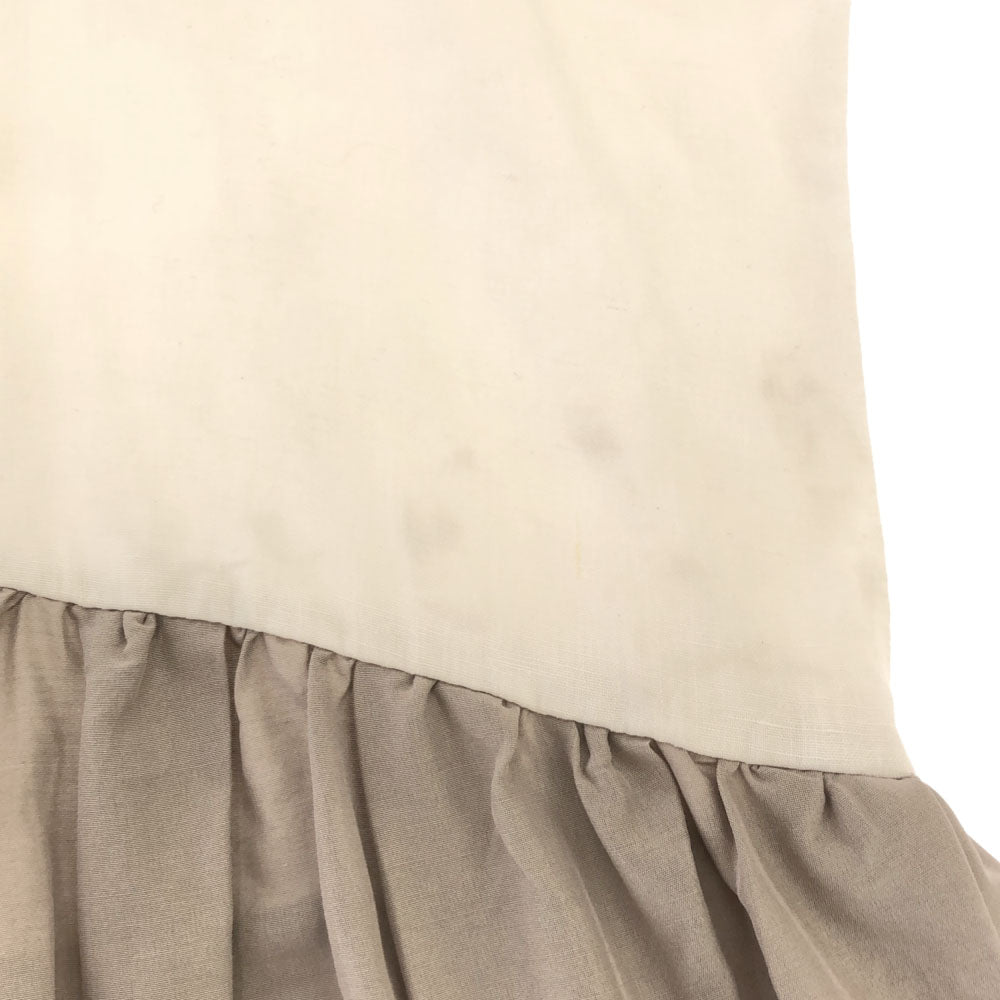 stefania carrera ステファニアカレラ イタリア製 半袖 フレンチスリーブ ワンピース 40 ホワイト×グレージュ レディース