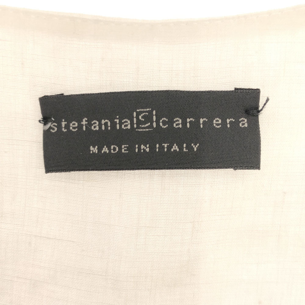 stefania carrera ステファニアカレラ イタリア製 半袖 フレンチスリーブ ワンピース 40 ホワイト×グレージュ レディース