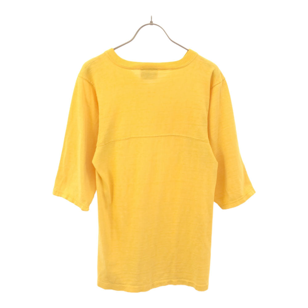 BRITTANIA ブリタニア USA製 5分袖 Vネック Tシャツ S イエロー メンズ