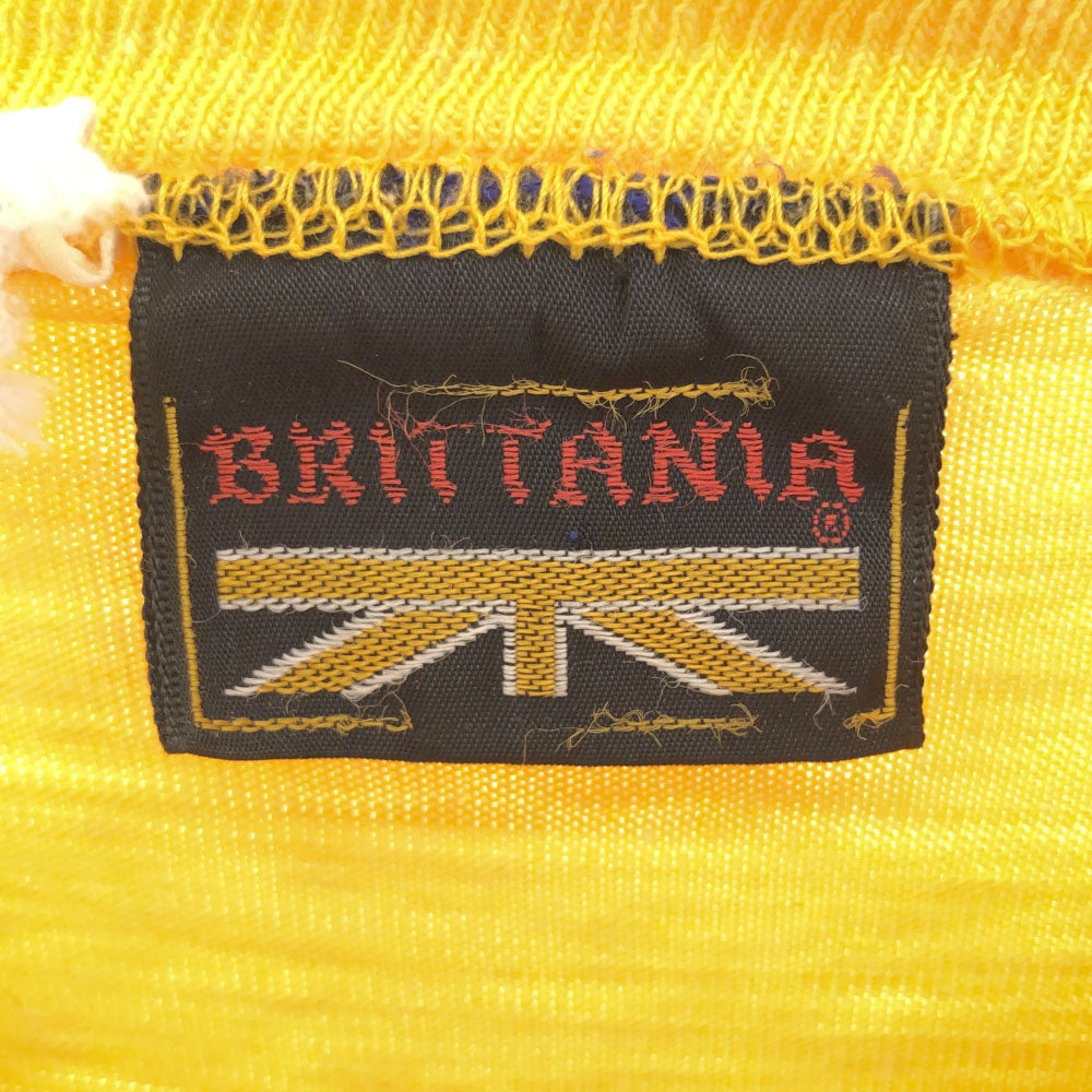 BRITTANIA ブリタニア USA製 5分袖 Vネック Tシャツ S イエロー メンズ