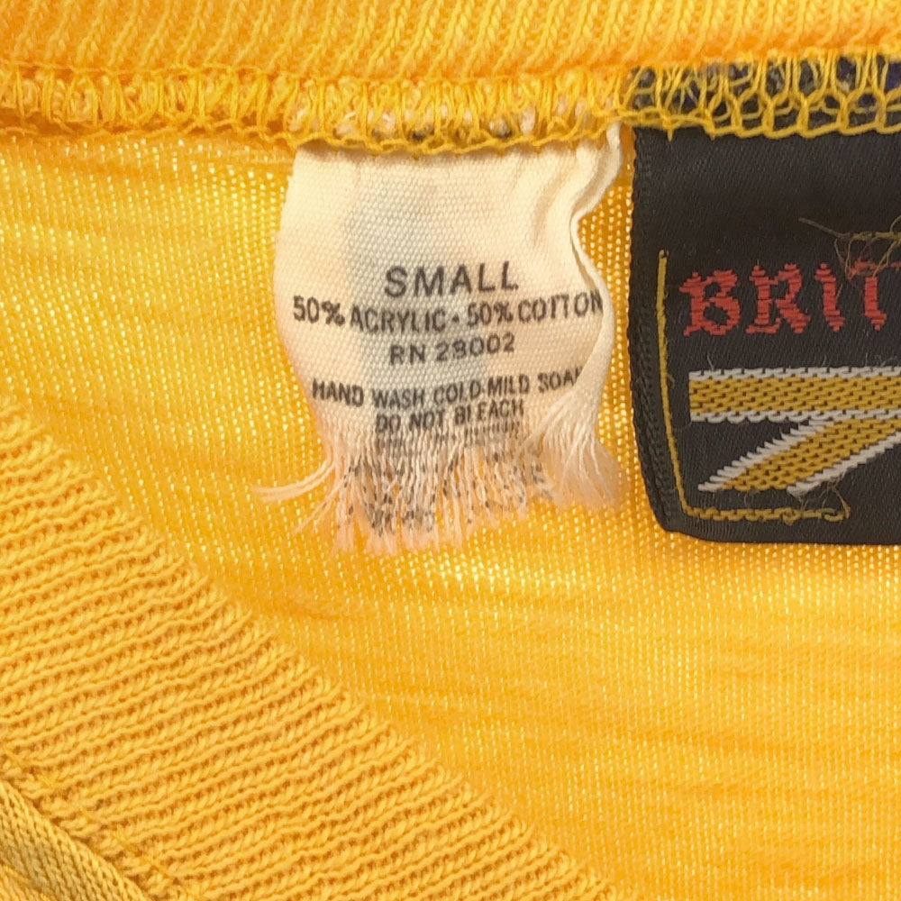 BRITTANIA ブリタニア USA製 5分袖 Vネック Tシャツ S イエロー メンズ