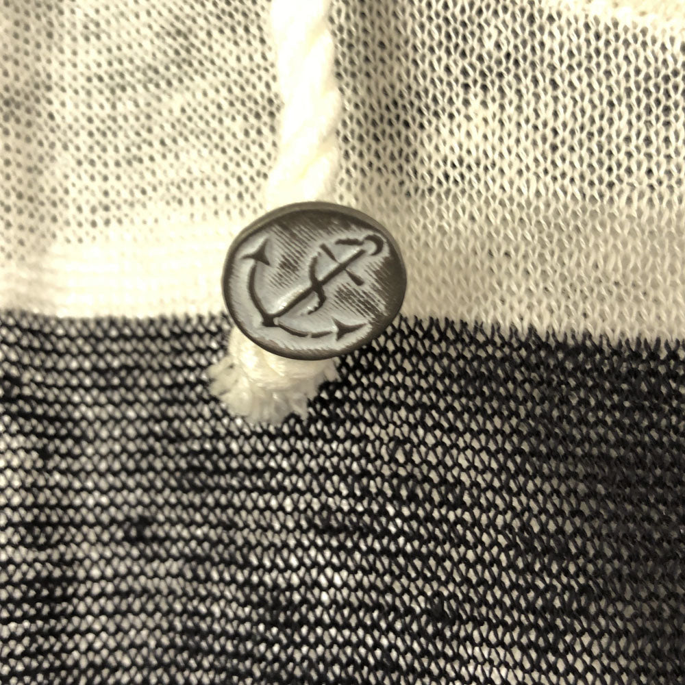 β ベータ リネン ボーダー ノースリーブ カットソー 40 ブラック×ホワイト フード レディース