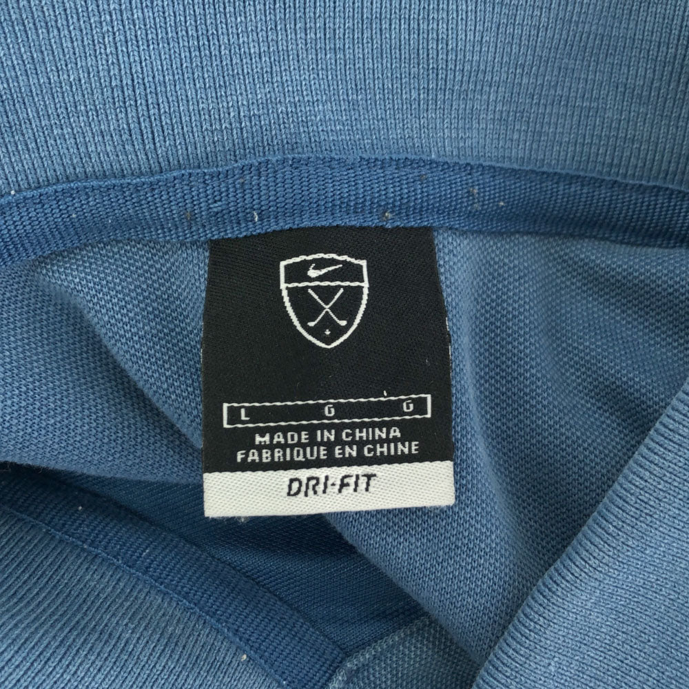 NIKE ナイキ ゴルフ 半袖 ポロシャツ L ブルー系 鹿の子地 DRI-FIT メンズ