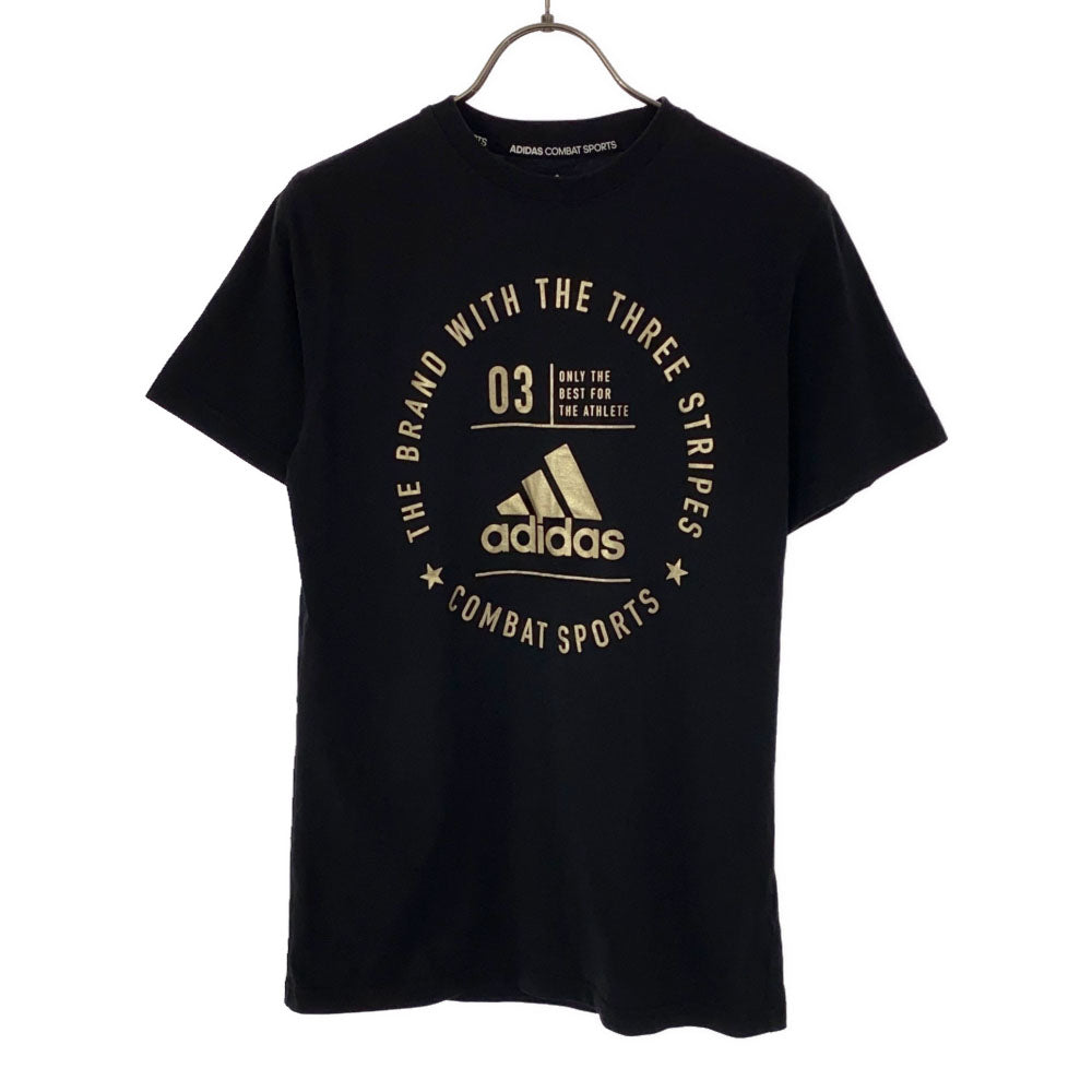 アディダス ロゴプリント 半袖 Tシャツ S ブラック adidas コンバットスポーツ スリーストライプ メンズ