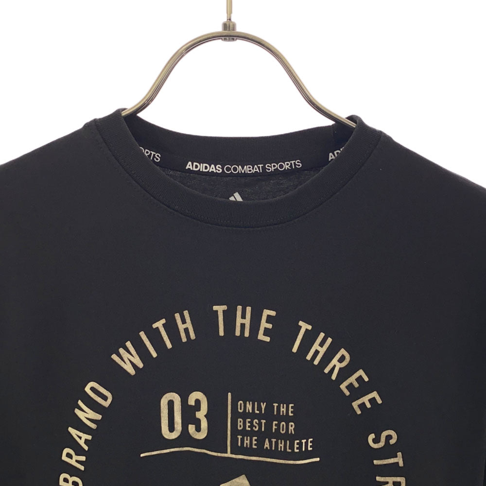 アディダス ロゴプリント 半袖 Tシャツ S ブラック adidas コンバットスポーツ スリーストライプ メンズ