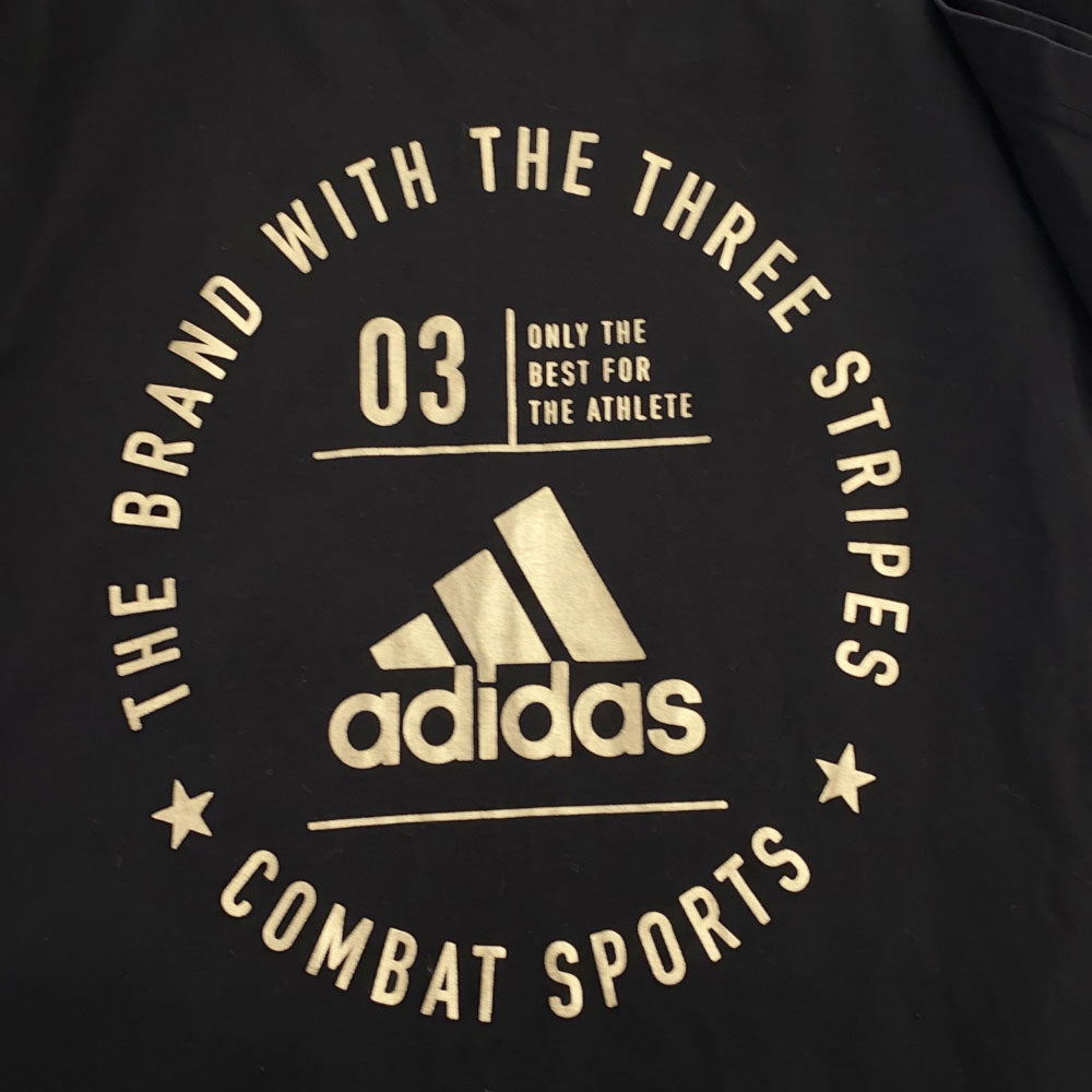 アディダス ロゴプリント 半袖 Tシャツ S ブラック adidas コンバットスポーツ スリーストライプ メンズ