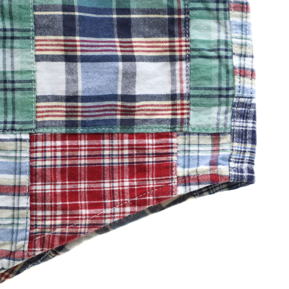 エディーバウアー チェック柄 半袖 パッチワーク ボタンダウンシャツ S Eddie Bauer メンズ