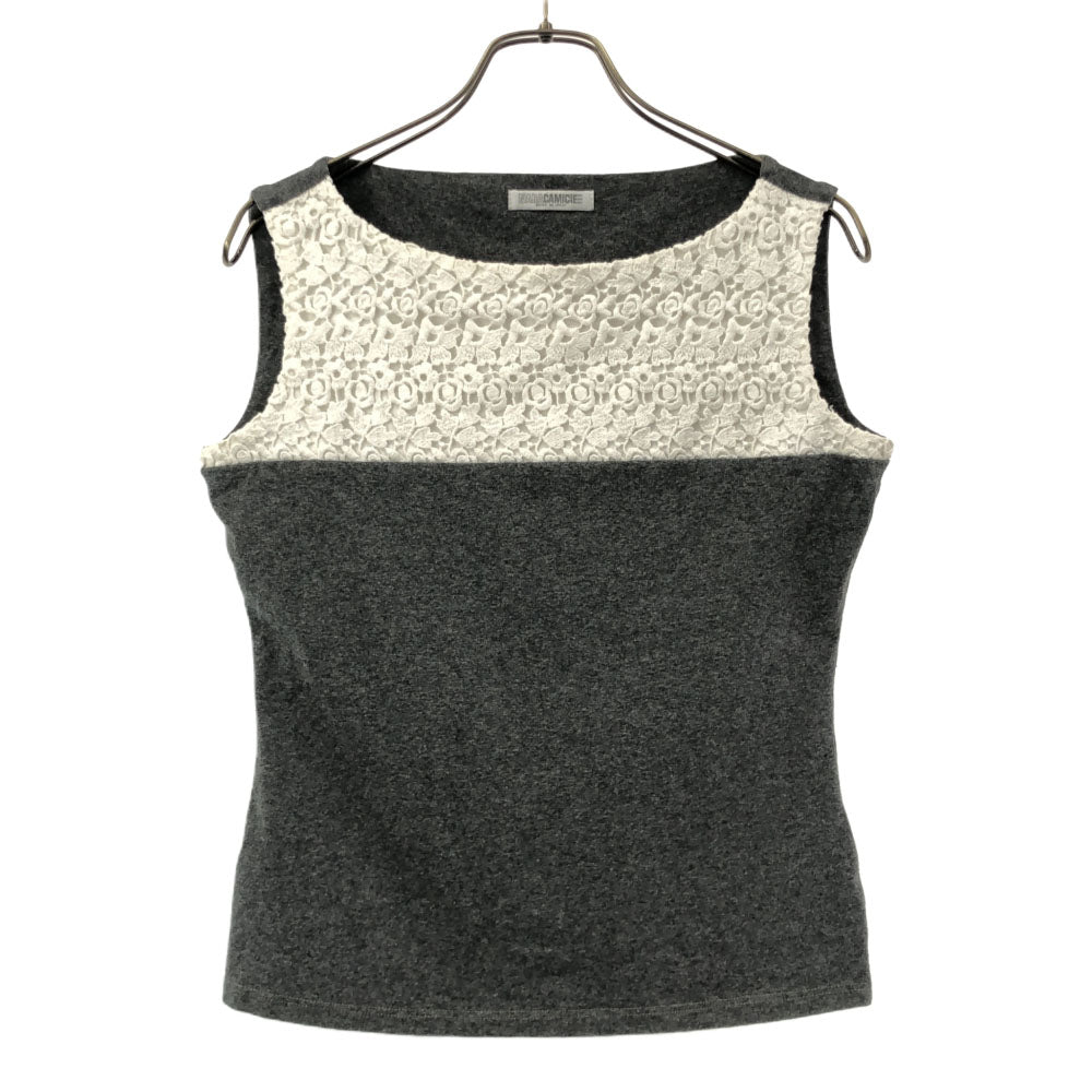 ナラカミーチェ イタリア製 ノースリーブ レース カットソー グレー NARACAMICIE レディース