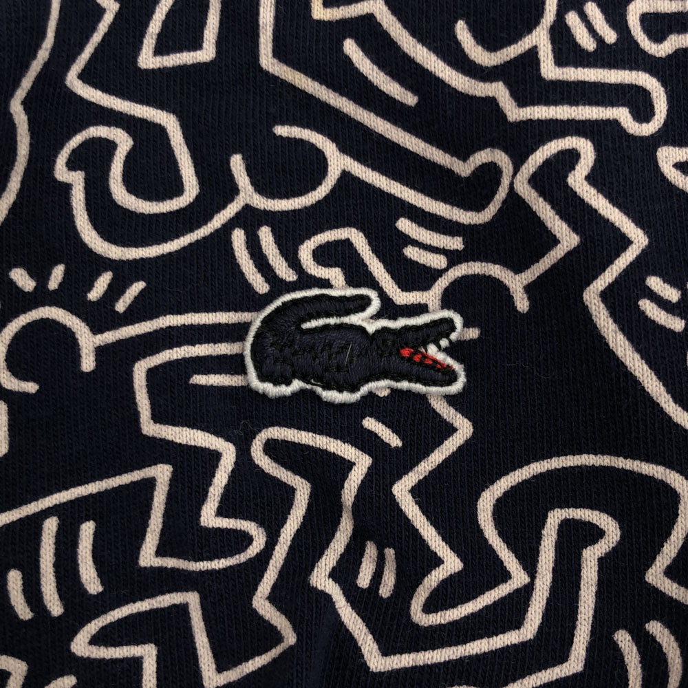 ラコステ キースへリング Keith Haring 総柄 半袖 Tシャツ 38 ネイビー LACOSTE レディース