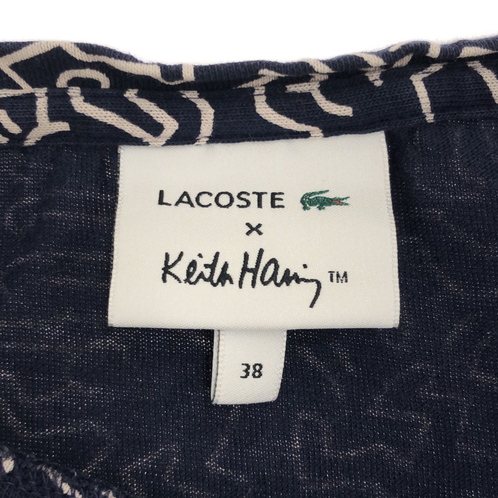 ラコステ キースへリング Keith Haring 総柄 半袖 Tシャツ 38 ネイビー LACOSTE レディース