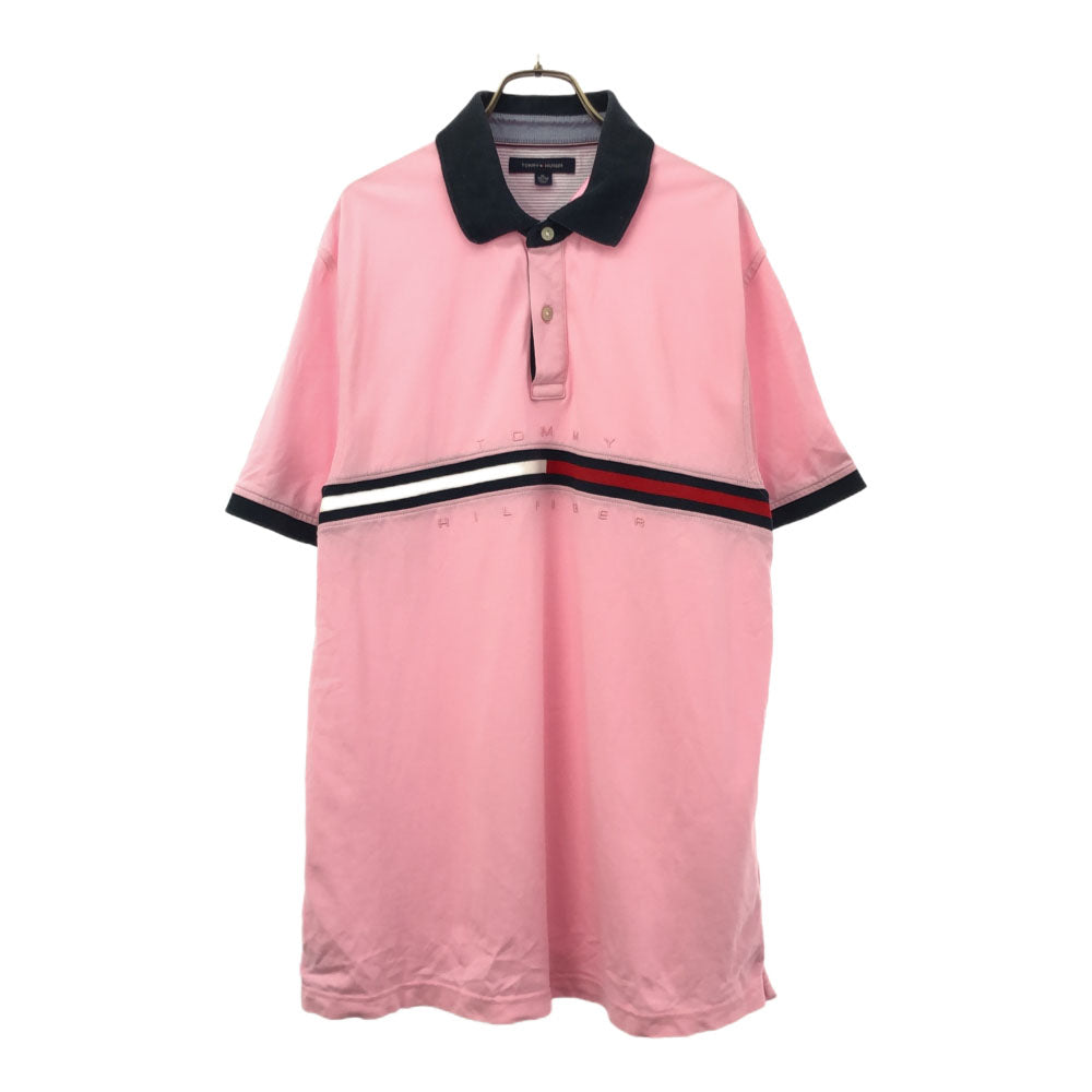 トミーヒルフィガー 半袖 ポロシャツ XL ピンク TOMMY HILFIGER 鹿の子地 メンズ