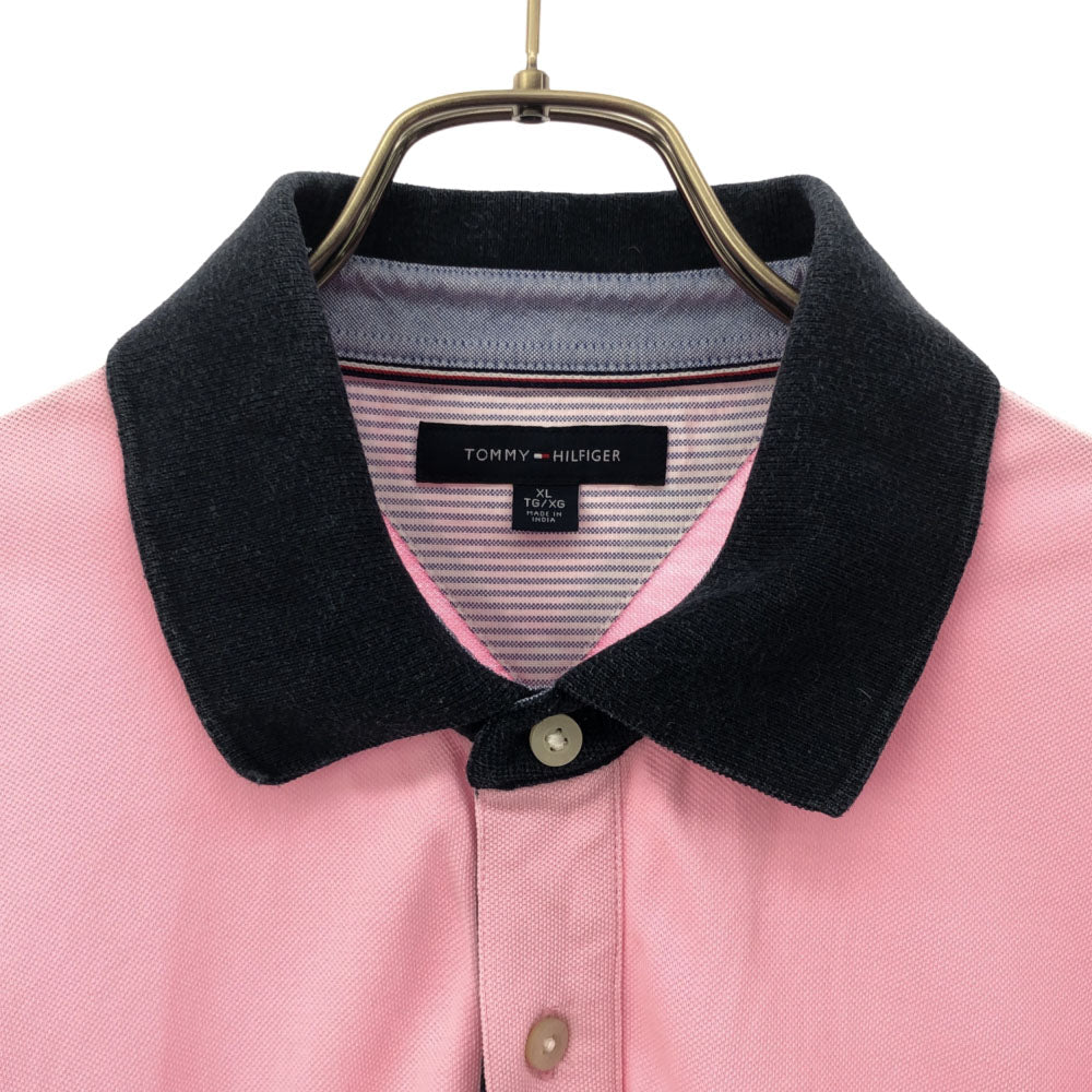 トミーヒルフィガー 半袖 ポロシャツ XL ピンク TOMMY HILFIGER 鹿の子地 メンズ