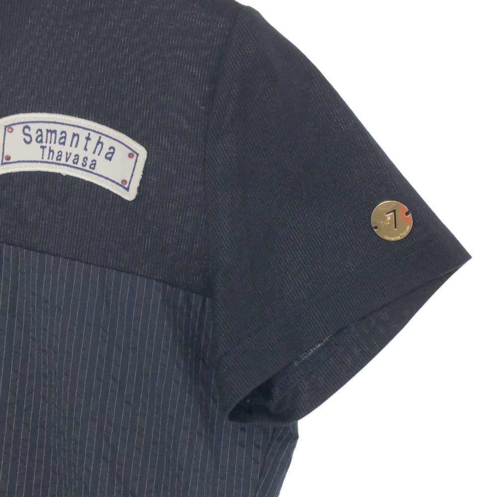 Samantha Thavasa サマンサタバサ ストライプ 半袖 ミニワンピース 36 ネイビー レディース