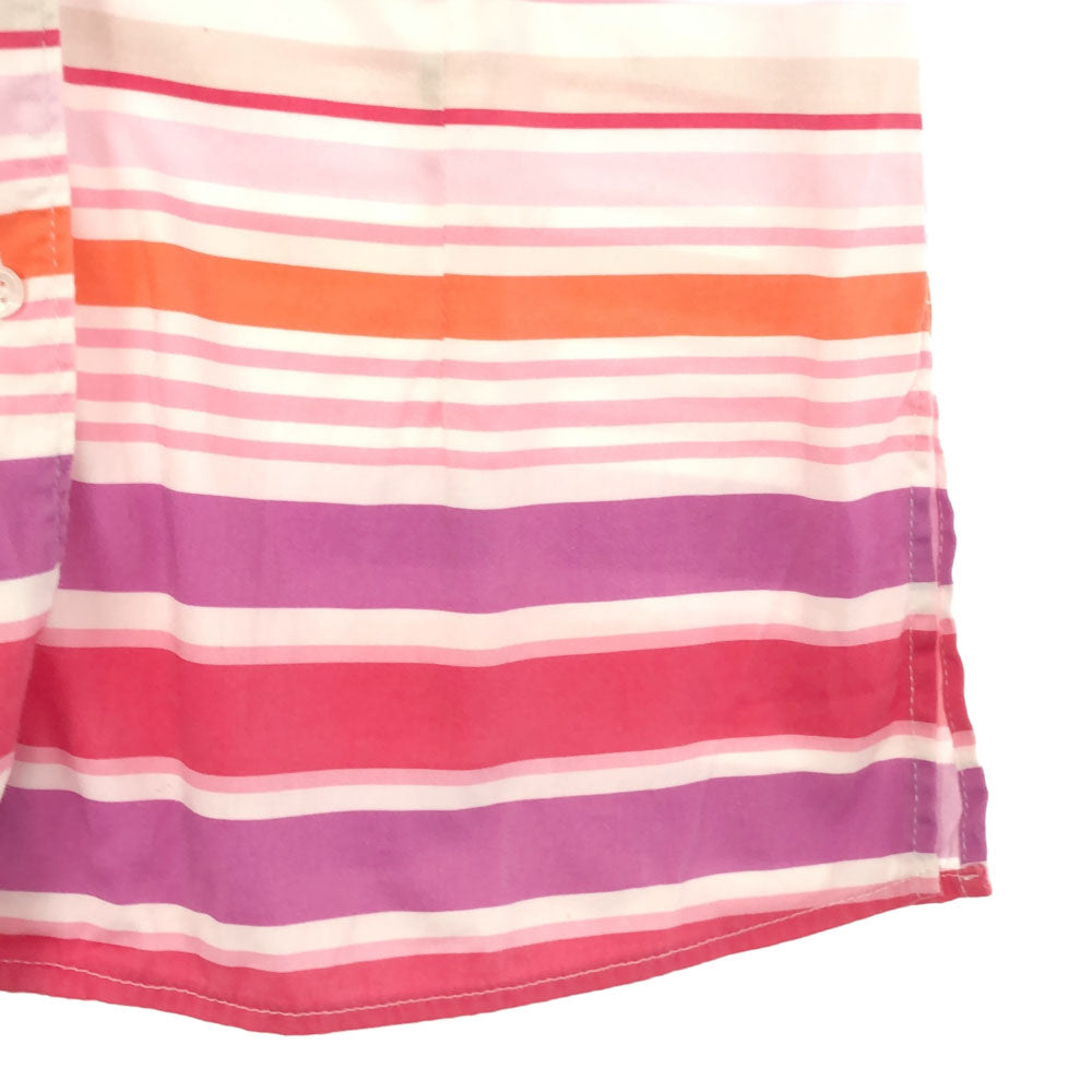 ナラカミーチェ イタリア製 ボーダー 7分袖 スタンドカラー シャツ 1 ピンク系 NARACAMICIE ブラウス レディース