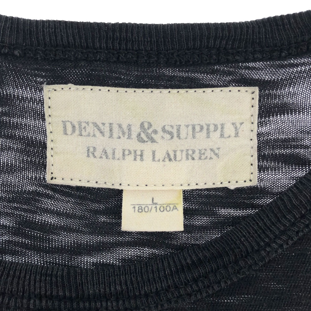 デニムアンドサプライ ワッペン 半袖 Tシャツ L ブラック DENIM&SUPPLY ラルフローレン RALPH LAUREN メンズ